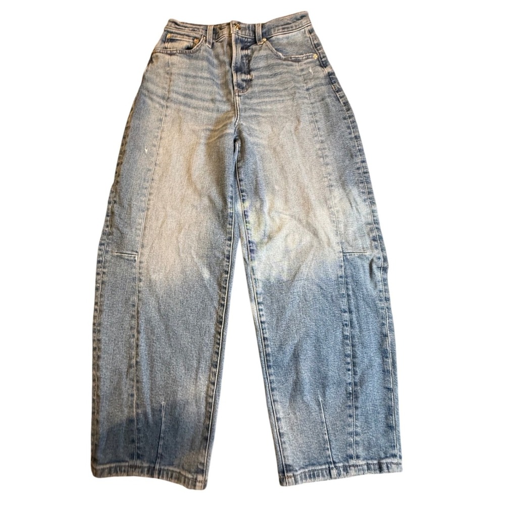 PISTOLA High Rise Wide Leg Barrel Jeans Light Wash Size 25 Distinctive Wash